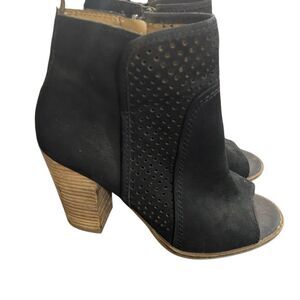 Lucky Brand Lakmeh black heeled boots open toe size 9M